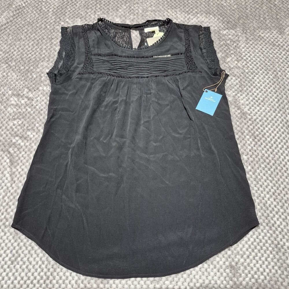 Elegant Black Lace Trim Women's Top